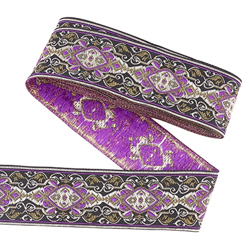 FINGERINSPIRE 7 m Schwarz Lila Vintage Jacquardband 48 mm Dunkles Orchideen Blumenmuster Stickerei Gewebte Bordüre Ethno Polyester Stoff Bordüre Retro Tiroler Band Für Kleidung Und Basteldekoration FINGERINSPIRE 7 m Schwarz Lila Vintage Jacquardband 48 mm Dunkles Orchideen Blumenmuster Stickerei Gewebte Bordüre Ethno Polyester Stoff Bordüre Retro Tiroler Band Für Kleidung Und Basteldekoration von FINGERINSPIRE