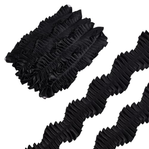 FINGERINSPIRE 7.3 m Schwarzes Gewelltes Plissiertes Spitzenband 40mm Breit Polyester Rüschenband Einfassband Stoff Zum Nähen Basteln Rüschenbesatz Für Kleider Stirnbänder Kleidung DIY Dekoration FINGERINSPIRE 7.3 m Schwarzes Gewelltes Plissiertes Spitzenband 40mm Breit Polyester Rüschenband Einfassband Stoff Zum Nähen Basteln Rüschenbesatz Für Kleider Stirnbänder Kleidung DIY Dekoration von FINGERINSPIRE