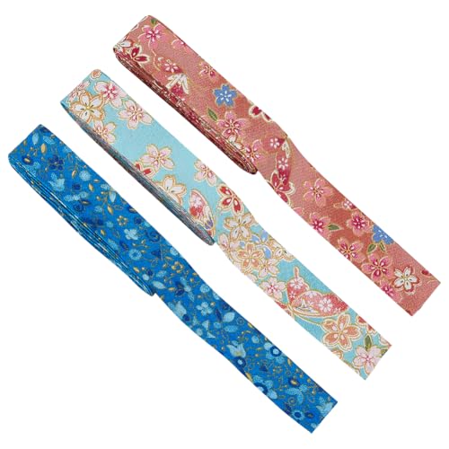 FINGERINSPIRE 7.5 m 3 Farben Doppelt Gefaltetes Schrägband Mit Blumenmuster 21mm Schrägband Mit Blumenmuster Baumwollgurtband Für Heimwerkerarbeiten Zum Aufnähen Auf Binderand Stoffband von FINGERINSPIRE