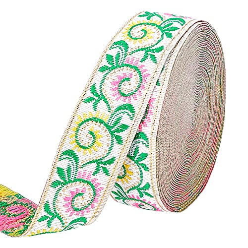 FINGERINSPIRE 7m 25mm Vintage Jacquardband Weiß Bestickt Gewebt Grün Blätter Gelb Rosa Blume Band Stoffbesatz Fransen für DIY Bekleidungs Zubehör St. Patrick's Day Verzierung Dekorationen FINGERINSPIRE 7m 25mm Vintage Jacquardband Weiß Bestickt Gewebt Grün Blätter Gelb Rosa Blume Band Stoffbesatz Fransen für DIY Bekleidungs Zubehör St. Patrick's Day Verzierung Dekorationen von FINGERINSPIRE