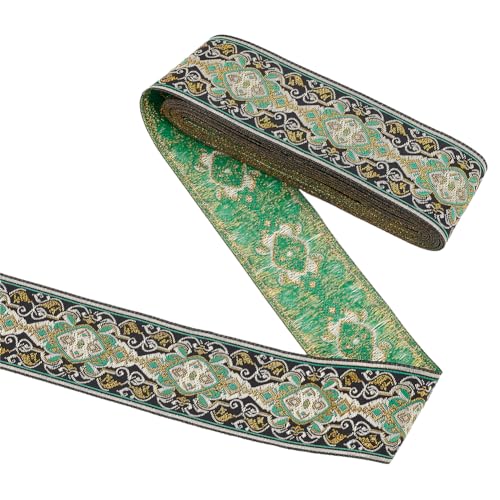 FINGERINSPIRE 7m 50mm Diamant Blume Metallic Jacquard Band Geometrisch Schwarz Grün Polyester Boho Jacquard Bänder Gobelin Fransen Trim Stickerei für DIY Kleidung Zubehör Verzierung Dekorationen FINGERINSPIRE 7m 50mm Diamant Blume Metallic Jacquard Band Geometrisch Schwarz Grün Polyester Boho Jacquard Bänder Gobelin Fransen Trim Stickerei für DIY Kleidung Zubehör Verzierung Dekorationen von FINGERINSPIRE