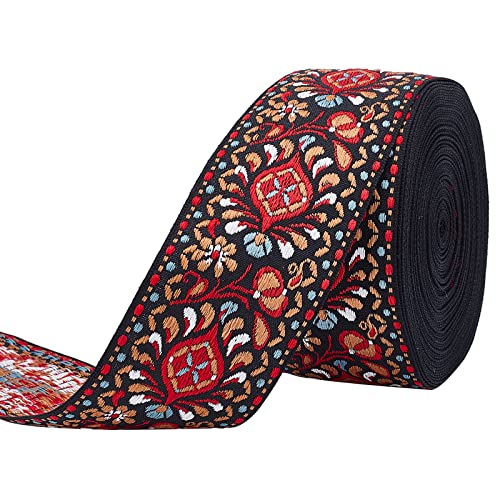 FINGERINSPIRE 9m 50mm Vintage Jacquardband Schwarz Rot Besticktes Gewebtes Band Stoffbesatz Fransen für DIY Kleidung Accessoires Verzierung Dekorationen Weinrotbraun FINGERINSPIRE 9m 50mm Vintage Jacquardband Schwarz Rot Besticktes Gewebtes Band Stoffbesatz Fransen für DIY Kleidung Accessoires Verzierung Dekorationen Weinrotbraun von FINGERINSPIRE