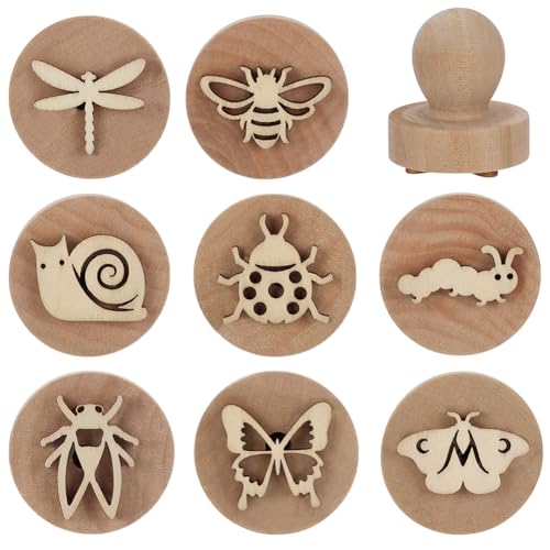 FINGERINSPIRE 8 Gartenkäfer Stempel 8 Stile Runde Wanzen Holzstempel 43x38mm Mini Handgefertigt Navajo Weiß Sommertiere Wanzen Motiv Stempel Für Geburtstagsparty Zubehör von FINGERINSPIRE