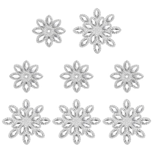 FINGERINSPIRE 8 Stück 2 Stile Blumen Hotfix Strass Applikationen zum Aufbügeln Klar Schneeflocke Strass Patches Hot Melt White Blumenmuster Nähen Verzierung für DIY Hochzeit Kleidung Kleid Dekoration von FINGERINSPIRE