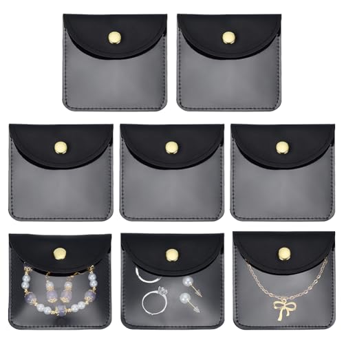 FINGERINSPIRE 8 Stück Kleine Transparente Schmuckbeutel 8x8cm Quadratisch Schwarz Geschenkbeutel Aus PU Leder Und PVC Mit Druckknopf Für Ohrringe Armbänder Und Schmuckverpackungen Für Verkäufer FINGERINSPIRE 8 Stück Kleine Transparente Schmuckbeutel 8x8cm Quadratisch Schwarz Geschenkbeutel Aus PU Leder Und PVC Mit Druckknopf Für Ohrringe Armbänder Und Schmuckverpackungen Für Verkäufer von FINGERINSPIRE