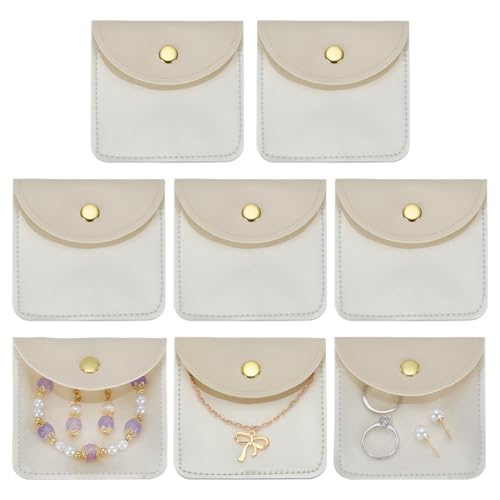 FINGERINSPIRE 8 Stück Kleine Transparente Schmuckbeutel 8x8cm Weiße Quadratische Geschenktüten Aus PU Leder Und PVC Mit Druckknopf Für Ohrringe Armbänder Und Schmuckverpackungen Für Verkäufer FINGERINSPIRE 8 Stück Kleine Transparente Schmuckbeutel 8x8cm Weiße Quadratische Geschenktüten Aus PU Leder Und PVC Mit Druckknopf Für Ohrringe Armbänder Und Schmuckverpackungen Für Verkäufer von FINGERINSPIRE