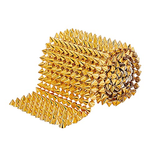 FINGERINSPIRE 85CM Aufnähen Spitze Zucht Streifen Kegel Flache Rückseite Punk Felsen Trimmen Mesh-Perlen-Handwerk (Golden) von FINGERINSPIRE