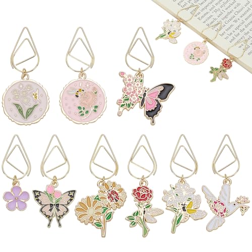 FINGERINSPIRE 9 x Lesezeichen mit Blumen- und Schmetterlings-Motiv, Metall-Lesezeichen mit Metalllegierung, Emaille, Blumen-Büroklammern, Lesezeichen, Blumenmuster, Vogel, Metall-Lesezeichen für Leser FINGERINSPIRE 9 x Lesezeichen mit Blumen- und Schmetterlings-Motiv, Metall-Lesezeichen mit Metalllegierung, Emaille, Blumen-Büroklammern, Lesezeichen, Blumenmuster, Vogel, Metall-Lesezeichen für Leser von FINGERINSPIRE