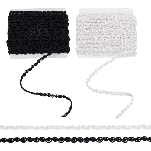 FINGERINSPIRE 9.1 m 2 Stück Geflochtenes Spitzenband Mit S Wellenmuster 4mm Breit Weißes Und Schwarzes Wellen Spitzenband Borte Zum Selbermachen Basteln Zopfbesatz Für Kleidung Nähzubehör Vorhänge FINGERINSPIRE 9.1 m 2 Stück Geflochtenes Spitzenband Mit S Wellenmuster 4mm Breit Weißes Und Schwarzes Wellen Spitzenband Borte Zum Selbermachen Basteln Zopfbesatz Für Kleidung Nähzubehör Vorhänge von FINGERINSPIRE