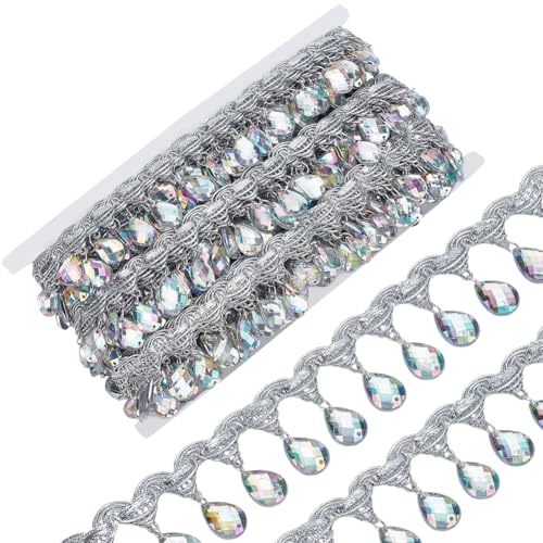FINGERINSPIRE 9.1 m 39mm Breite Fransenspitze Mit Hängenden Perlen Polyester Nähfransen Quastenbesatz Silberner Besatz Mit Kristallanhänger Zum Nähen von Kaften Hochzeits Und Party Dekoration FINGERINSPIRE 9.1 m 39mm Breite Fransenspitze Mit Hängenden Perlen Polyester Nähfransen Quastenbesatz Silberner Besatz Mit Kristallanhänger Zum Nähen von Kaften Hochzeits Und Party Dekoration von FINGERINSPIRE