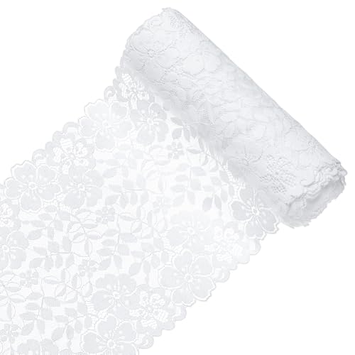 FINGERINSPIRE 9.1 m Langes Dehnbares Spitzenband 22cm Breit Weißer Elastischer Nylonbesatzstoff Mit Blumenmuster Floraler Dehnbarer Tüllspitzenbesatz Für Brauthochzeitsdekorationen Basteln Nähen FINGERINSPIRE 9.1 m Langes Dehnbares Spitzenband 22cm Breit Weißer Elastischer Nylonbesatzstoff Mit Blumenmuster Floraler Dehnbarer Tüllspitzenbesatz Für Brauthochzeitsdekorationen Basteln Nähen von FINGERINSPIRE