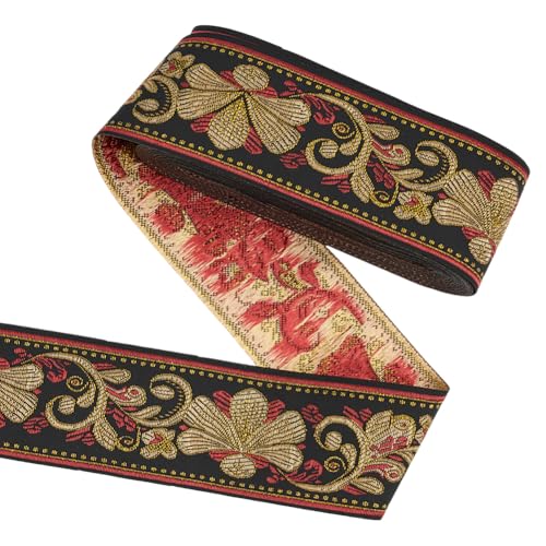 FINGERINSPIRE 9.1 m Vintage Jacquardband Goldener Jacquardbesatz 59mm Breites Jacquardband Mit Besticktem Metallischem Blumenbesatz Schwarz Goldener Bestickter Spitzenbesatz Für Kleidung FINGERINSPIRE 9.1 m Vintage Jacquardband Goldener Jacquardbesatz 59mm Breites Jacquardband Mit Besticktem Metallischem Blumenbesatz Schwarz Goldener Bestickter Spitzenbesatz Für Kleidung von FINGERINSPIRE