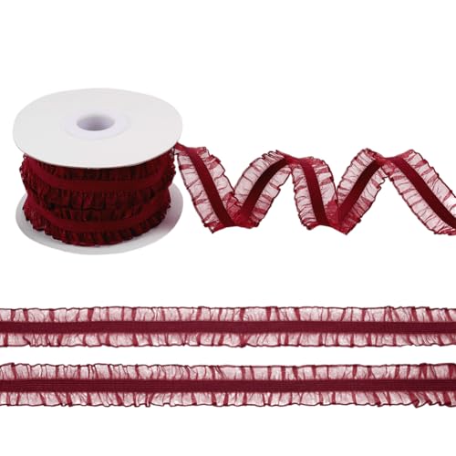 FINGERINSPIRE 9.1m 20mm Doppelrüsche Spitzenborte Schamottrüsche Stretch Elastische Borte Borte Rot Plissee Stoff Spitzenband Für DIY Kleid Kopfbedeckung Dekoration Und Geschenkverpackung FINGERINSPIRE 9.1m 20mm Doppelrüsche Spitzenborte Schamottrüsche Stretch Elastische Borte Borte Rot Plissee Stoff Spitzenband Für DIY Kleid Kopfbedeckung Dekoration Und Geschenkverpackung von FINGERINSPIRE