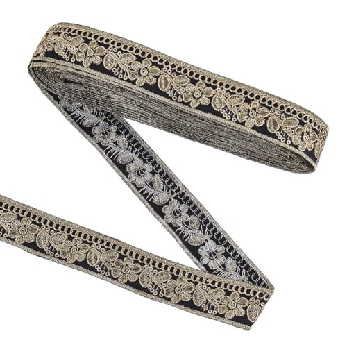 FINGERINSPIRE 9.1m 30mm Schwarz Gold Vintage Jacquard Band Borte Floral Blätter Muster Bestickte Gewebte Borte Ethno Stil Polyester Bänder Retro Stoff Borte Für Gardinen Dekoration FINGERINSPIRE 9.1m 30mm Schwarz Gold Vintage Jacquard Band Borte Floral Blätter Muster Bestickte Gewebte Borte Ethno Stil Polyester Bänder Retro Stoff Borte Für Gardinen Dekoration von FINGERINSPIRE