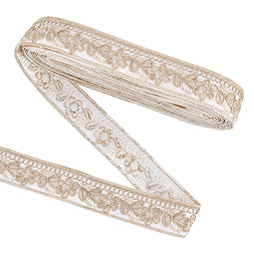 FINGERINSPIRE 9.1m 30mm Weiß Gold Vintage Jacquard Band Borte Floral Blätter Muster Bestickt Gewebte Ethno Stil Polyesterbänder Retro Stoff für Kleidung Und Basteldekoration FINGERINSPIRE 9.1m 30mm Weiß Gold Vintage Jacquard Band Borte Floral Blätter Muster Bestickt Gewebte Ethno Stil Polyesterbänder Retro Stoff für Kleidung Und Basteldekoration von FINGERINSPIRE