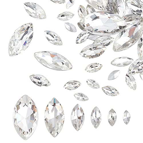 FINGERINSPIRE 94 Stück Glas Strasssteine Mit Spitzer Rückseite, 6 Größen Edelsteine, Klare Pferdeauge, Schmuckverzierungen Mit Versilberten Kristallen Auf Der Rückseite Für Schmuckherstellung FINGERINSPIRE 94 Stück Glas Strasssteine Mit Spitzer Rückseite, 6 Größen Edelsteine, Klare Pferdeauge, Schmuckverzierungen Mit Versilberten Kristallen Auf Der Rückseite Für Schmuckherstellung von FINGERINSPIRE