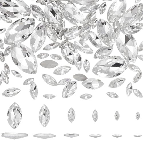 FINGERINSPIRE 94 Stück Glas Strasssteine Mit Spitzer Rückseite, 6 Größen Edelsteine, Klare Pferdeauge, Schmuckverzierungen Mit Versilberten Kristallen Auf Der Rückseite Für Schmuckherstellung FINGERINSPIRE 94 Stück Glas Strasssteine Mit Spitzer Rückseite, 6 Größen Edelsteine, Klare Pferdeauge, Schmuckverzierungen Mit Versilberten Kristallen Auf Der Rückseite Für Schmuckherstellung von FINGERINSPIRE