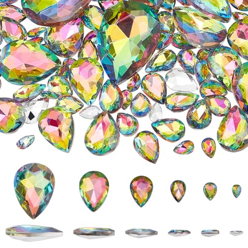 FINGERINSPIRE 94 Stück Tropfenförmige Glas Strasssteine In 6 Größen Spitze Rückseite Bunt Facettierte Glas Strasssteine Edelsteine Kristallschmuck Verzierung Mit Plattierter Rückseite von FINGERINSPIRE
