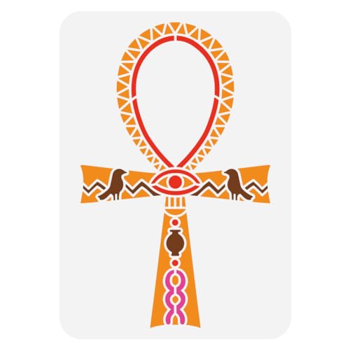 FINGERINSPIRE Ägypten Ankh Symbol Schablone Zum Malen 21x29.7 cm Ägyptische Zeichen Muster Schablone Dekorative Schablone Mit Ägyptischem Thema Zum Malen Auf Wand Holz Boden Fliesen Leinwand Stoff von FINGERINSPIRE