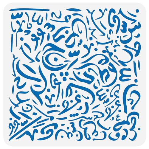 FINGERINSPIRE Arabisches Alphabet Kalligraphie Schablone 30x30cm Unordentliches Schreiben Schablone Plastik Arabisches Alphabet Wörter Muster Schablone DIY Handwerk Schablone für Haus Wanddekor von FINGERINSPIRE
