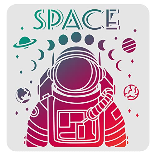 FINGERINSPIRE Astronaut Schablonen, 30 x 30 cm, Weltraumthema, Malschablone, Planet und Mond, Schablone zum Zeichnen von Sternen für die Malerei auf Holz, Boden, Wand, Stoff von FINGERINSPIRE