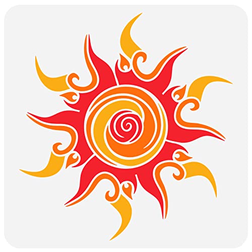 FINGERINSPIRE Ausgefallene Sonnen Malschablone 30x30cm PET Aushöhlen Sonnen Malschablone Große Spirale Sonne DIY Bastelschablone Vorlage Zum Malen Auf Holzschildern, Mauer, Fliesen, Segeltuch, Möbel von FINGERINSPIRE