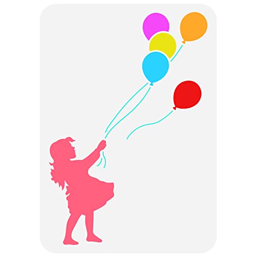 FINGERINSPIRE Banksy Ballon-Mädchen-Zeichenschablone, 21,1 x 29,7 cm, Banksy-Graffiti-Schablone, Kunststoff, Malvorlage, wiederverwendbar, Heimwanddekoration, Schablone, Farbe auf Wänden, Stoffen, von FINGERINSPIRE