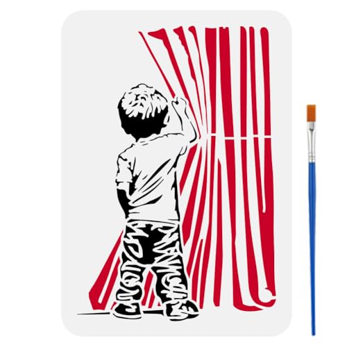 FINGERINSPIRE Banksy Malschablone Hinter Den Kulissen 21x29.7cm Ein Kleiner Junge Hebt Einen Vorhang Hoch Schablone Mit Pinsel Und Versucht Zu Sehen Was Dahinter Ist Schablone Banksy Themenvorlage FINGERINSPIRE Banksy Malschablone Hinter Den Kulissen 21x29.7cm Ein Kleiner Junge Hebt Einen Vorhang Hoch Schablone Mit Pinsel Und Versucht Zu Sehen Was Dahinter Ist Schablone Banksy Themenvorlage von FINGERINSPIRE