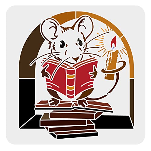 FINGERINSPIRE Banksy Maus Schablone 30x30cm Bogentür Kerzen Malschablone Kunststoff Schablonen - Schlaue Maus liest ein Bücher - Wiederverwendbare Schablone zum Malen auf Holz, Boden, Wand und Fliesen FINGERINSPIRE Banksy Maus Schablone 30x30cm Bogentür Kerzen Malschablone Kunststoff Schablonen - Schlaue Maus liest ein Bücher - Wiederverwendbare Schablone zum Malen auf Holz, Boden, Wand und Fliesen von FINGERINSPIRE