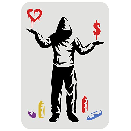 FINGERINSPIRE Banksy Schablone Liebe oder Geld 29.7x21cm Banksy Hoodie Mann Muster Zeichnung Schablone Mann Graffiti Schablone Sprühdosen Vorlage Banksy Schablone für Malerei auf Wand Möbel Holz FINGERINSPIRE Banksy Schablone Liebe oder Geld 29.7x21cm Banksy Hoodie Mann Muster Zeichnung Schablone Mann Graffiti Schablone Sprühdosen Vorlage Banksy Schablone für Malerei auf Wand Möbel Holz von FINGERINSPIRE