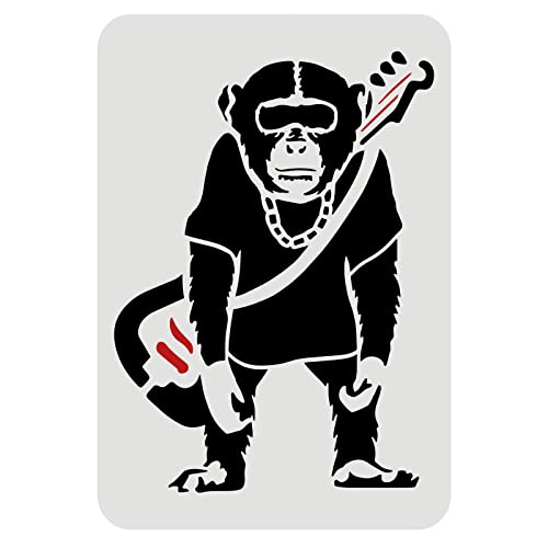 FINGERINSPIRE Banksy Schimpansen Schablone zum Malen 29,7x21cm Wiederverwendbare Orang Utan Zeichenschablone Affenmuster Schablone zum Malen auf Wand Fliesen Leinwand Möbeln und Papier von FINGERINSPIRE
