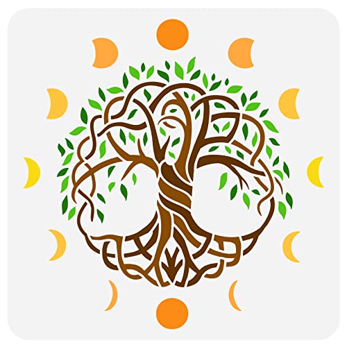 FINGERINSPIRE Baum Des Lebens Schablone 30x30cm Wiederverwendbare Mondphase Malvorlage Baum Des Lebens Schablone Zur Dekoration, DIY Art Spring Plants Theme Schablone Zum Malen Auf Wandholzmöbeln FINGERINSPIRE Baum Des Lebens Schablone 30x30cm Wiederverwendbare Mondphase Malvorlage Baum Des Lebens Schablone Zur Dekoration, DIY Art Spring Plants Theme Schablone Zum Malen Auf Wandholzmöbeln von FINGERINSPIRE