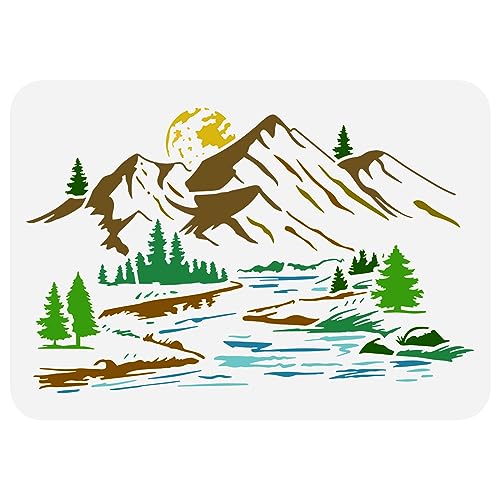 FINGERINSPIRE Berg Schablone 21,1 x 29,7 cm wiederverwendbar Fluss Natur Landschaft Malerei Vorlage DIY Handwerk Kiefer Baum Mond Landschaft Dekoration Schablone zum Malen auf Holz Wand Stoff Möbel FINGERINSPIRE Berg Schablone 21,1 x 29,7 cm wiederverwendbar Fluss Natur Landschaft Malerei Vorlage DIY Handwerk Kiefer Baum Mond Landschaft Dekoration Schablone zum Malen auf Holz Wand Stoff Möbel von FINGERINSPIRE