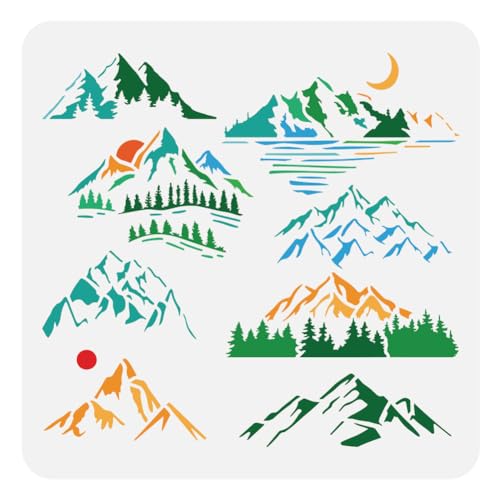 FINGERINSPIRE Berg Schablone Zum Malen 30x30 cm Bergwald Bäume Zeichenvorlage Sonnenaufgang Monduntergang Dekorationsschablone Zum Malen Auf Holz Wand Stoff Papier Möbel FINGERINSPIRE Berg Schablone Zum Malen 30x30 cm Bergwald Bäume Zeichenvorlage Sonnenaufgang Monduntergang Dekorationsschablone Zum Malen Auf Holz Wand Stoff Papier Möbel von FINGERINSPIRE