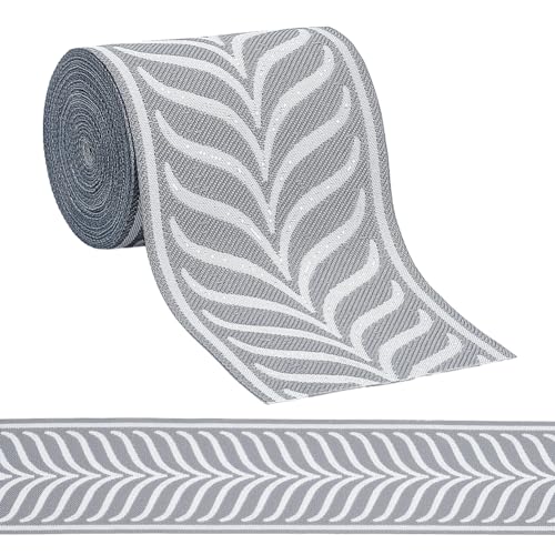 FINGERINSPIRE Bestickter Vorhangbordüre, 9,5 cm breit, dunkelgrau, Vorhangband, Polyester, Jacquard-Blattband, Jacquard-Stickerei, für Vorhänge, Vorhangband, 4,5 m FINGERINSPIRE Bestickter Vorhangbordüre, 9,5 cm breit, dunkelgrau, Vorhangband, Polyester, Jacquard-Blattband, Jacquard-Stickerei, für Vorhänge, Vorhangband, 4,5 m von FINGERINSPIRE