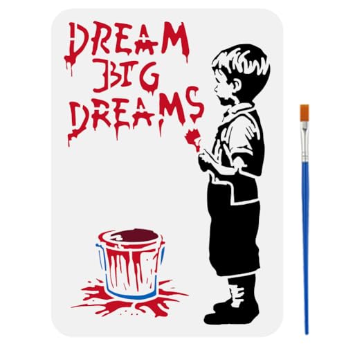 FINGERINSPIRE Big Dreamer Schablone Zum Malen 21x29.7cm Ausgehöhlte Banksy Graffiti Vorlage Mit Pinsel Dream Big Dreams Malschablone Boy Dreams Schablone Banksy Themenvorlage Für Heimwerker FINGERINSPIRE Big Dreamer Schablone Zum Malen 21x29.7cm Ausgehöhlte Banksy Graffiti Vorlage Mit Pinsel Dream Big Dreams Malschablone Boy Dreams Schablone Banksy Themenvorlage Für Heimwerker von FINGERINSPIRE