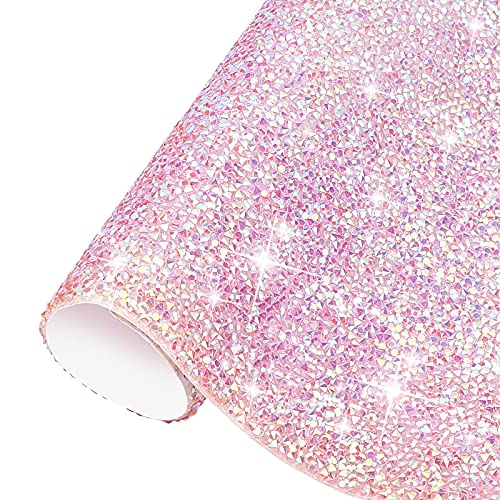 FINGERINSPIRE Bling Crystal Harz Strass Aufkleber Bogen (Rosa, 39,5 x 23,5 cm) DIY Selbstklebend Glitzer Aufkleber für Schuhe Kleidung Handyhülle Auto Weihnachten Halloween Dekorationen von FINGERINSPIRE