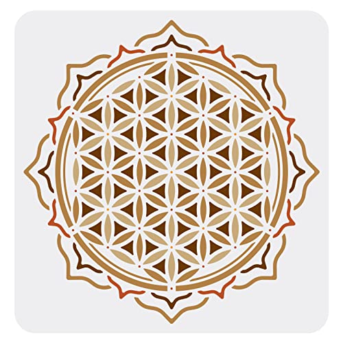 FINGERINSPIRE Blume des Göttlichen Lebens Schablone 30x30cm Kunststoff Schablonen Dekoration Wiederverwendbar Eid al-Fitr Mubarak Dekor Schablonen zum Malen auf Holz, Boden, Wand und Stoff von FINGERINSPIRE