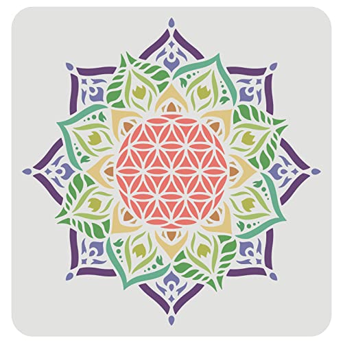 FINGERINSPIRE Blume des Lebens Schablone 30x30cm Mubarak Ramadan Dekor Wiederverwendbare Mandala Blume Malschablone Heilige Geometrie Schablone zum Malen auf Wand, Boden, Möbel und Papier von FINGERINSPIRE