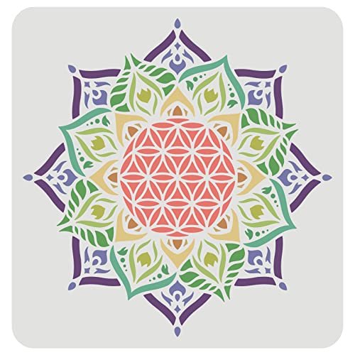 FINGERINSPIRE Blume des Lebens Schablone 30x30cm Mubarak Ramadan Dekor Wiederverwendbare Mandala Blume Malschablone Heilige Geometrie Schablone zum Malen auf Wand, Boden, Möbel und Papier von FINGERINSPIRE