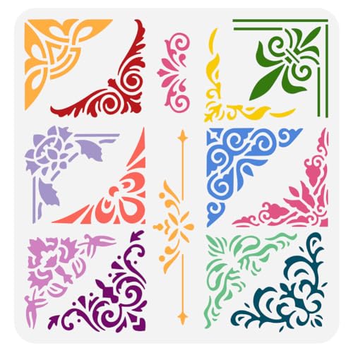 FINGERINSPIRE Blumen Eckschablone 30x30 cm Dekorative Bordüren Malvorlage 12 Stile Ecken 2 Stile Randmuster Schablone Zum Malen Auf Holz Wand Stoff Papier Möbeln FINGERINSPIRE Blumen Eckschablone 30x30 cm Dekorative Bordüren Malvorlage 12 Stile Ecken 2 Stile Randmuster Schablone Zum Malen Auf Holz Wand Stoff Papier Möbeln von FINGERINSPIRE
