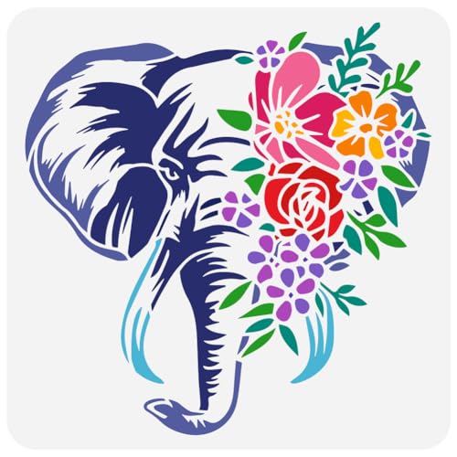 FINGERINSPIRE Blumen Elefant Malschablone 30x30 cm Kunststoff Große Elefantenmuster Schablone Wiederverwendbare Tierthema Vorlage Zum Malen Auf Holz Boden Wand Fliesen Leinwand Stoff Möbeln FINGERINSPIRE Blumen Elefant Malschablone 30x30 cm Kunststoff Große Elefantenmuster Schablone Wiederverwendbare Tierthema Vorlage Zum Malen Auf Holz Boden Wand Fliesen Leinwand Stoff Möbeln von FINGERINSPIRE