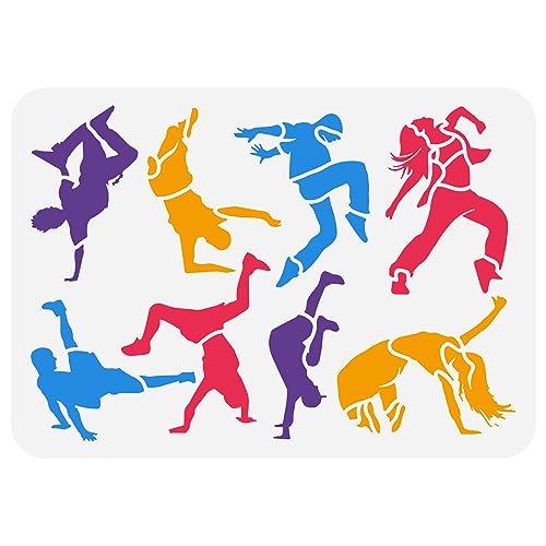 FINGERINSPIRE Break Dancer Malschablone 21x29.7 cm Break Dance Junge Mädchen Zeichnung Dekoration Vorlage Street Dance Schablone Zum Malen Auf Holz Wand Stoff Papier Möbeln von FINGERINSPIRE