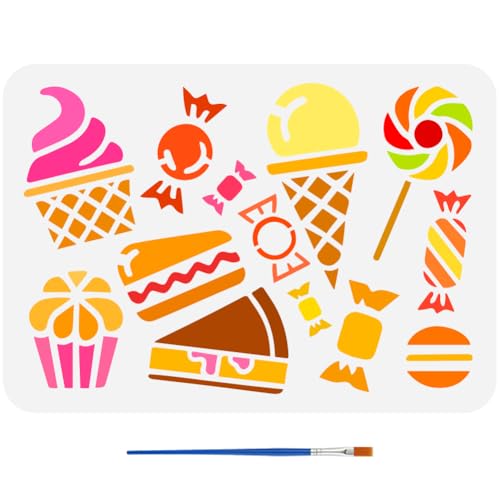 FINGERINSPIRE Dessert Schablonen Mit Einem Pinsel 29.7x21cm Bonbon Lollis Schablonen Kuchen Eiscreme Muster Schablone Macarons Malschablone Tägliche Themen Dessert Vorlage Für Heimwerkerarbeiten FINGERINSPIRE Dessert Schablonen Mit Einem Pinsel 29.7x21cm Bonbon Lollis Schablonen Kuchen Eiscreme Muster Schablone Macarons Malschablone Tägliche Themen Dessert Vorlage Für Heimwerkerarbeiten von FINGERINSPIRE