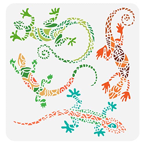 FINGERINSPIRE Eidechsen-Schablonen, 30 x 30 cm, Kunststoff, Azteken-Eidechsenmuster, Malschablone, Geckos, Schablone, wiederverwendbar, gemischte Medien, Eidechse, Reptilien-Schablonen für DIY, FINGERINSPIRE Eidechsen-Schablonen, 30 x 30 cm, Kunststoff, Azteken-Eidechsenmuster, Malschablone, Geckos, Schablone, wiederverwendbar, gemischte Medien, Eidechse, Reptilien-Schablonen für DIY, von FINGERINSPIRE