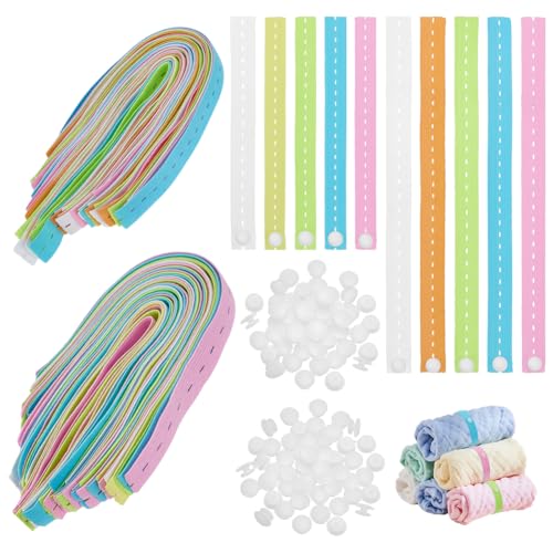 FINGERINSPIRE Elastische Aufbewahrungsbänder, 2 Größen, verschiedene Farben, verstellbare Kleidungsaufbewahrungsgurte, aufrollbare Bindebänder mit 100 Kunststoff-Verschlüssen zum Verpacken von von FINGERINSPIRE