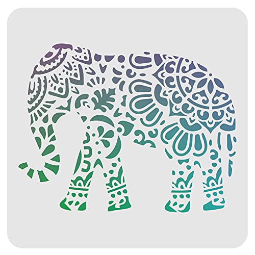 FINGERINSPIRE Elefanten Schablonen Wanddekoration Schablone 30x30cm Kunststoff Zeichnung Malerei Schablonen Sets für Malerei an Wänden Möbel Kunsthandwerk von FINGERINSPIRE