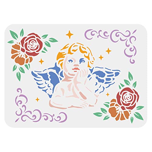 FINGERINSPIRE Engel Zeichenschablone 29,7 x 21 cm Süßer Engel Malschablone Rosenschablone Wiederverwendbare Zeichenschablone aus Kunststoff zum Malen auf Holz, Boden, Wand, Stoff FINGERINSPIRE Engel Zeichenschablone 29,7 x 21 cm Süßer Engel Malschablone Rosenschablone Wiederverwendbare Zeichenschablone aus Kunststoff zum Malen auf Holz, Boden, Wand, Stoff von FINGERINSPIRE