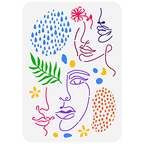FINGERINSPIRE Face Line Stencil 29.7x21cm Moderne Abstrakte Linien Schablone Blumen Blätter Wassertropfen Schablone Schönheit Frauen Gesicht Schablone für Wand, Leinwandsack, Fotoalbum, Papier FINGERINSPIRE Face Line Stencil 29.7x21cm Moderne Abstrakte Linien Schablone Blumen Blätter Wassertropfen Schablone Schönheit Frauen Gesicht Schablone für Wand, Leinwandsack, Fotoalbum, Papier von FINGERINSPIRE
