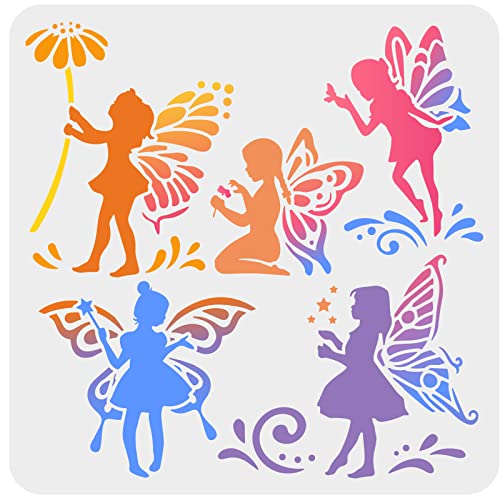 FINGERINSPIRE Feen Schablone 30x30cm Wiederverwendbare Schmetterlings Blumen Feen Zeichnungsvorlage DIY Art Little Fairy Stencil Dream Theme Stencil For Painting On Wall, Holz, Stoff, Papier, Möbel FINGERINSPIRE Feen Schablone 30x30cm Wiederverwendbare Schmetterlings Blumen Feen Zeichnungsvorlage DIY Art Little Fairy Stencil Dream Theme Stencil For Painting On Wall, Holz, Stoff, Papier, Möbel von FINGERINSPIRE